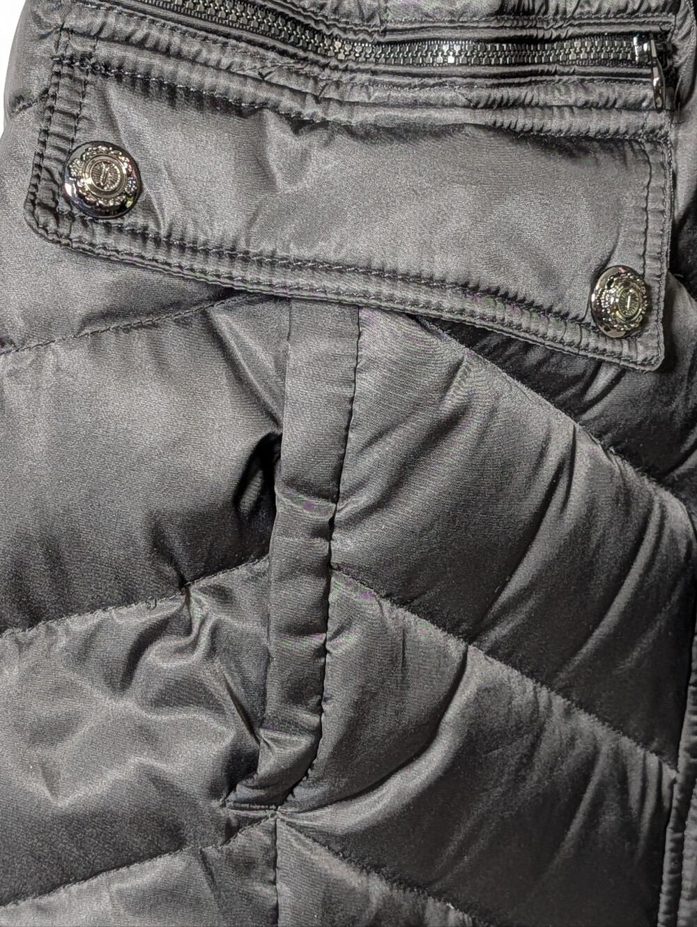 Laundry by Shelli Segal Black Quilted Down Puffer Coat Jacket Size L - Picture 3 of 8